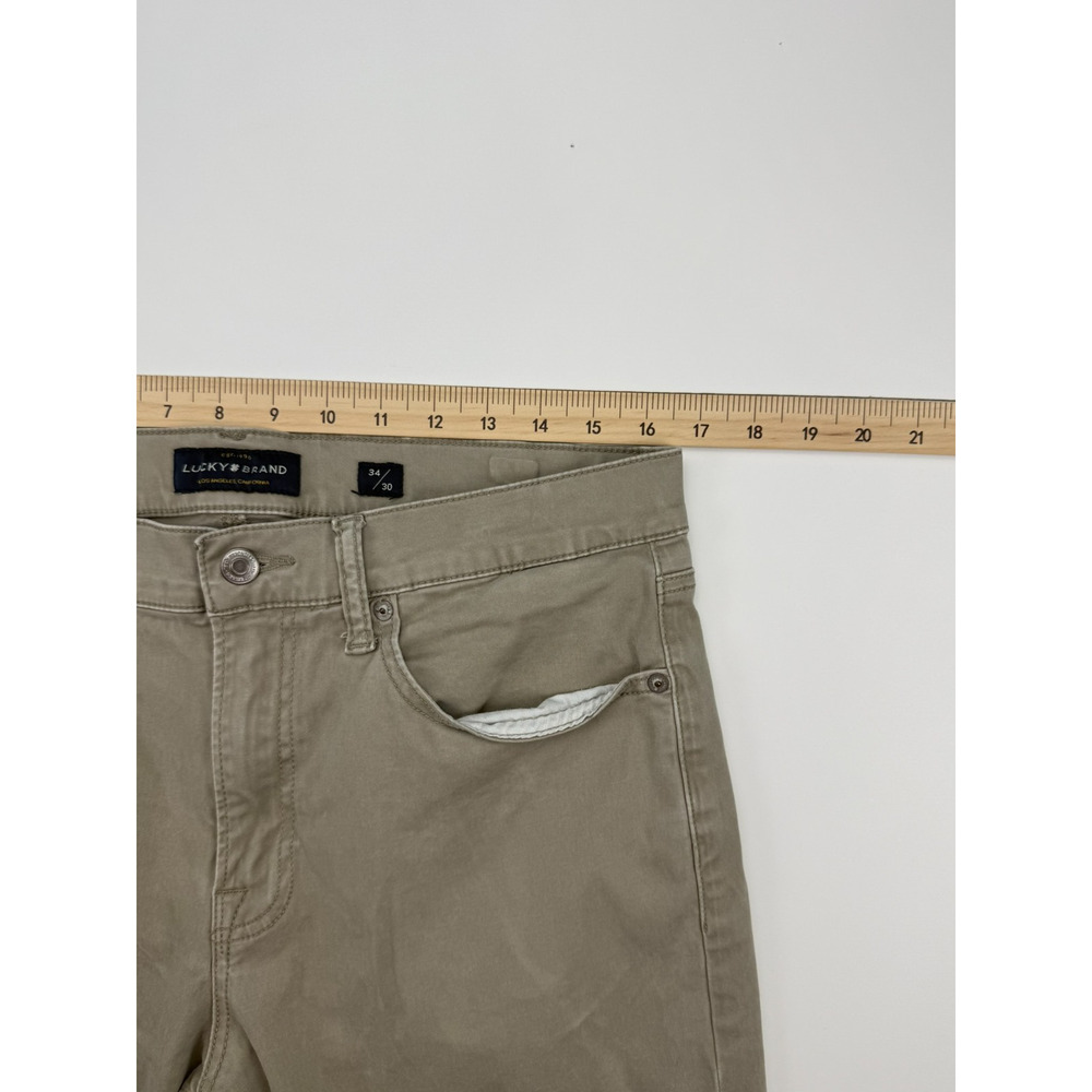 Lucky Brand 121 Slim Straight Pants Mens 34x30 Khaki Tan Stretch Chino - Picture 7 of 9
